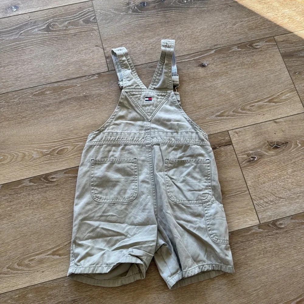 Tommy Hilfiger Overalls Shorts Toddlers 3T Shortalls Kids Y2k Khaki Vintage